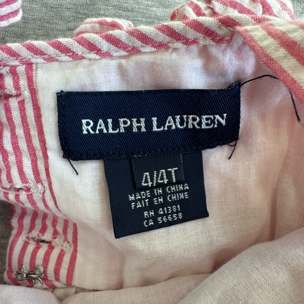 Ralph Lauren Dress Girls Sz 4T Pink Stripe Seersucker Preppy Lined Sleeveless - Picture 3 of 4